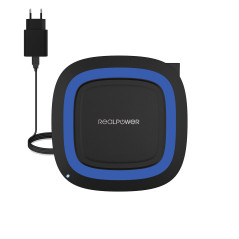 Realpower 257640 Chargeur sans Fil Noir/Bleu