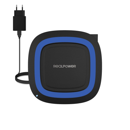 Realpower 257640 Chargeur sans Fil Noir/Bleu