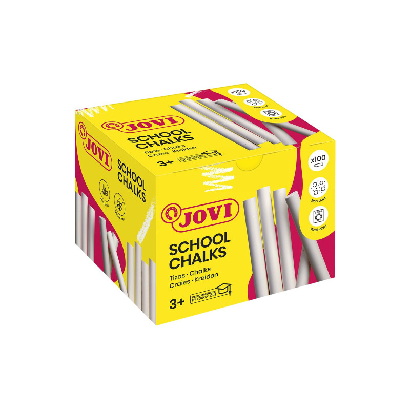 Jovi - Craies CLASSCOLOR, Boîte de 100 unités, Couleur Blanche, Elles ne produisent pas de poussière, Facile à effacer et très r Jovi - Craies CLASSCOLOR, Boîte de 100 unités, Couleur Blanche, Elles ne produisent pas de poussière, Facile à effacer et très r