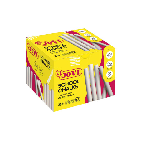 Jovi - Craies CLASSCOLOR, Boîte de 100 unités, Couleur Blanche, Elles ne produisent pas de poussière, Facile à effacer et très r