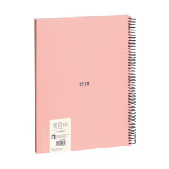 MILAN® Cahier A4 avec couverture rigide, quadrillage 5 x 5 mm, 80 feuilles, papier de 95 g/m², série 1918, rose