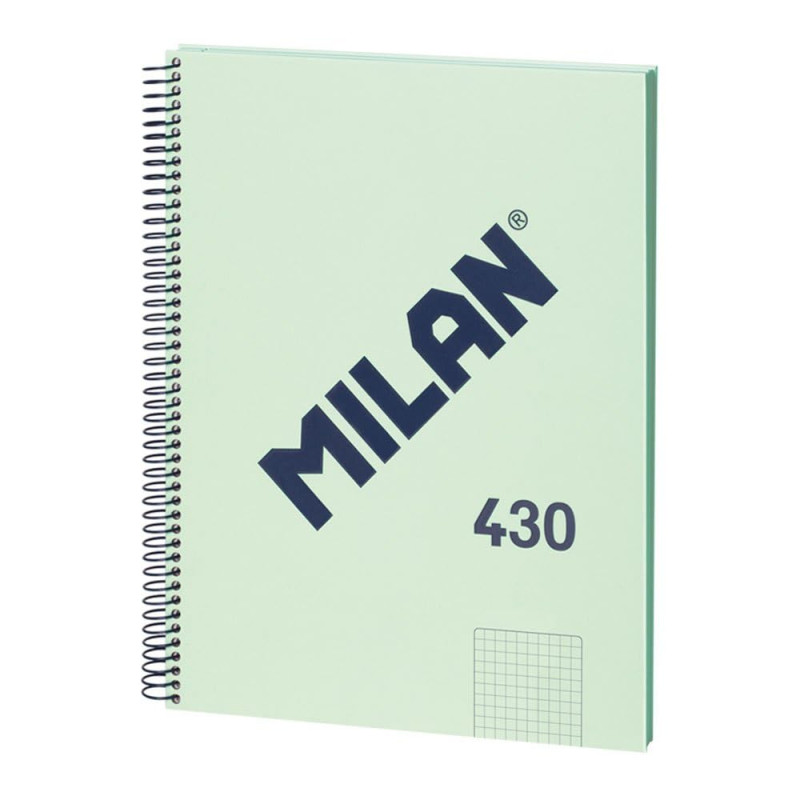MILAN® Cahier à spirales, papier quadrillé, 80 feuilles A4, série 1918, vert MILAN® Cahier à spirales, papier quadrillé, 80 feuilles A4, série 1918, vert