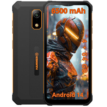 Hammer Iron Steel Lite sans contrat Robuste, étanche, Double SIM, puissante Batterie 6500 mAh, 64 Go + 4 Go de RAM, Android 14,P