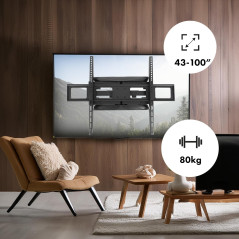 Maclean MC-423 Support TV Max VESA 800x600 43-100" 80kg réglage de l'angle Horizontal et Vertical Profil 50-500mm Noir