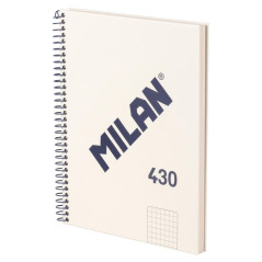 MILAN® Cahier A5 avec couverture rigide, quadrillage 5 x 5 mm, 80 feuilles 95 g/m², collection 430, beige