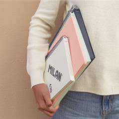 MILAN® Cahier A5 avec couverture rigide, quadrillage 5 x 5 mm, 80 feuilles 95 g/m², collection 430, beige