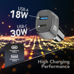 Cellularline Chargeur de Voiture, multipower Ultra équipé d'un Port USB et d'un Port USB-C