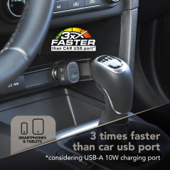 Cellularline Chargeur de Voiture, multipower Ultra équipé d'un Port USB et d'un Port USB-C