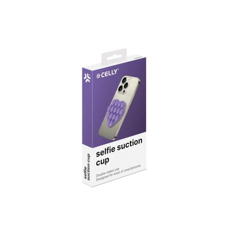 Celly, Ventouse en forme de coeur pour téléphone avec ventouses en silicone, support porte-téléphone polyvalent couleur pourpre,