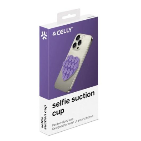 Celly, Ventouse en forme de coeur pour téléphone avec ventouses en silicone, support porte-téléphone polyvalent couleur pourpre,