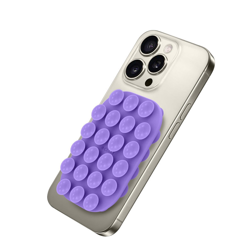 Celly, Ventouse rectangulaire pour téléphone avec 22 ventouses en silicone, support porte-téléphone polyvalent, couleur pourpre,