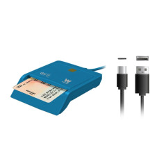 Woxter Lecteur DNI électronique avec connexion type C - DNI électronique intelligent, DNI 3.0 et 4.0, type C, compatible avec PC