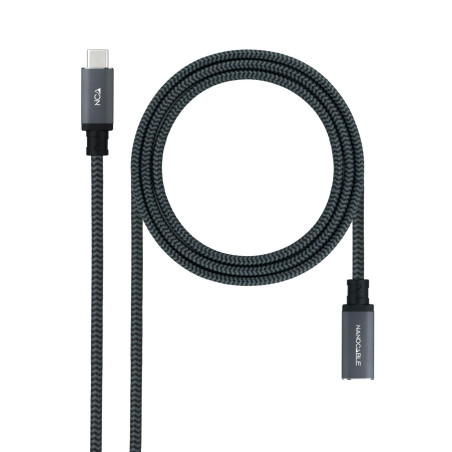 Nanocable 10.01.4501-L150-COMB - Câble USB 3.2 GEN2X2 100W 4K/60HZ, USB-C/M-USB-C/H, noir/GRIS, 1,5 m