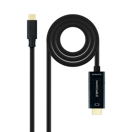 NANOCABLE 10.15.5105 – Câble Convertisseur USB-C vers HDMI, USB-C/M – HDMI/M, Noir, 5 m