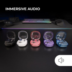 Mars Gaming MHIB2, Écouteurs Bluetooth 5.4, Son Immersif, Design Ergonomique Semi-Transparent et Ultra-Compact, 24 Heures d'Auto