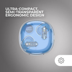 Mars Gaming MHIB2, Écouteurs Bluetooth 5.4, Son Immersif, Design Ergonomique Semi-Transparent et Ultra-Compact, 24 Heures d'Auto
