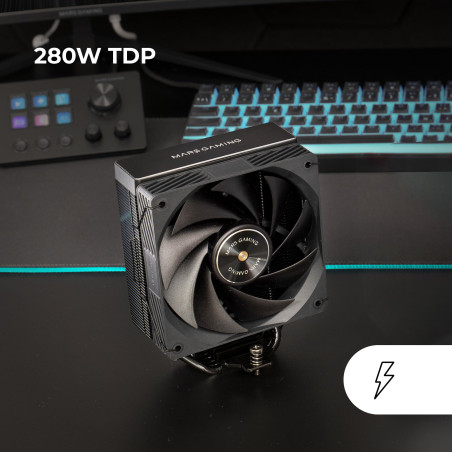 MARS GAMING MCPU-X5, Dissipateur CPU 280W TDP, 5x Heatpipes HCT Nouvelle Génération, Ventilateur PWM SI Extreme-Silent 120mm, No