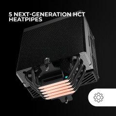 MARS GAMING MCPU-X5ARGB, Dissipateur CPU 280W TDP, 5x Heatpipes HCT Nouvelle Génération, Ventilateur PWM SI Extreme-Silent ARGB 