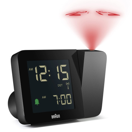 Braun Réveil avec Projection numérique Radio-piloté pour Les fuseaux horaires d’Europe Centrale (DCF) avec 4 Options de rétroécl