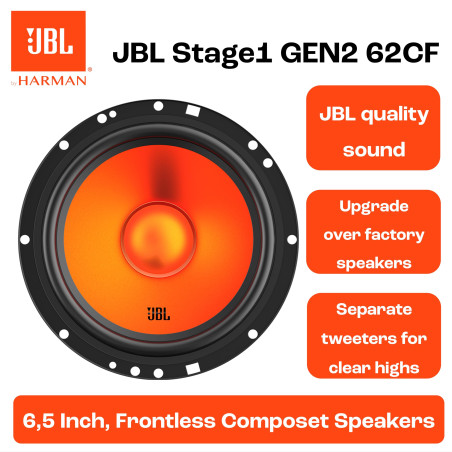 JBL Stage1 Haut Parleur Voiture Composants 165mm (6.5") de Harman Kardon Enceinte Auto Audio Premium Système Sonore High Perform