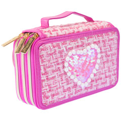 Girabrilla Trousse Tweed 3 Compartiments Magenta, Couleur, 19087