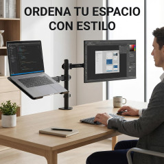 CoolBox MP01 - Support Moniteur et Portable, écran jusqu'à 8 kg et 32", Portables jusqu'à 17", VESA 75 x 75 et 100 x 100, Hauteu