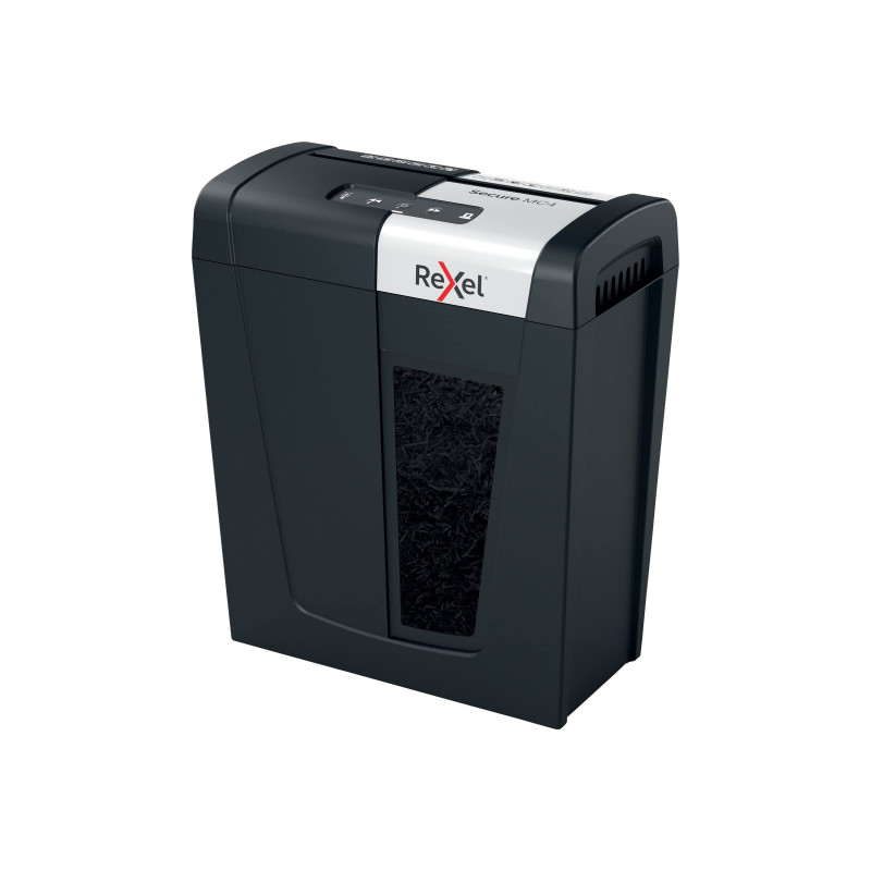 Rexel 2020129 Secure MC4 Whisper-Shred - Destructeur de Documents Coupe Micro Sécurité P5, Capacité 4 Feuilles, Corbeille 14 lit
