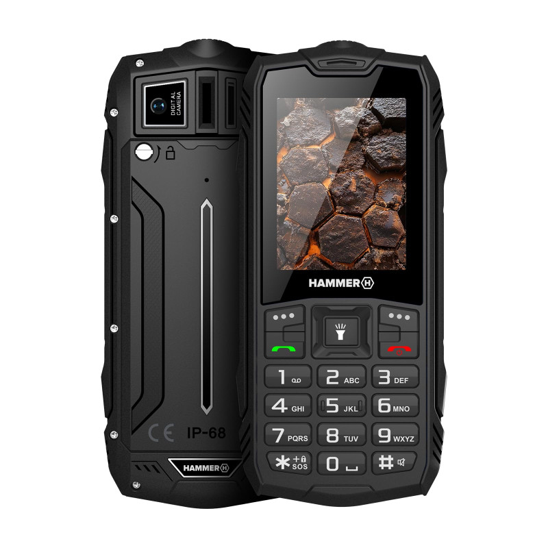 Hammer H Rock LTE Téléphone Portable Incassable Débloqué, 3000mAh, 64 Go, Écran IPS 2,4", Grandes Touches, Bouton SOS, Lampe Tor Hammer H Rock LTE Téléphone Portable Incassable Débloqué, 3000mAh, 64 Go, Écran IPS 2,4", Grandes Touches, Bouton SOS, Lampe Tor
