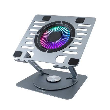 CoolBox CoolAir - Support Portable avec Ventilateur Silencieux RVB de 11 cm, Base réglable en Hauteur et Rotation à 360°, réfrig