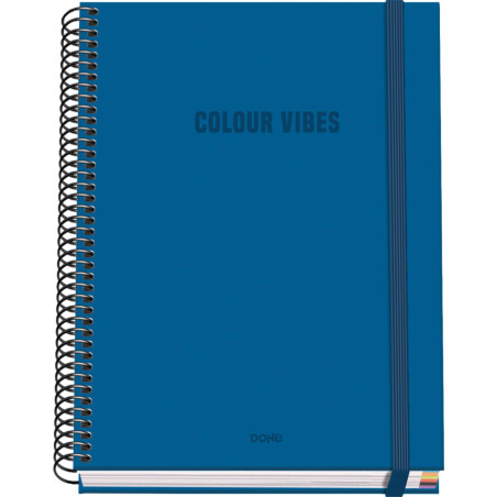 DOHE - Cahier A5 Quadrillé - 100 Feuilles Épaisseur 90 g/m², Format 16,2x21 cm, Couverture Rigide, Reliure à Anneaux et Élastiqu