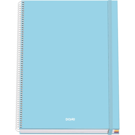 DOHE - Cahier A4 Quadrillé - 100 Feuilles Épaisseur 90 g/m², Format 22,8x30 cm, Couverture Rigide, Reliure à Anneaux et Élastiqu
