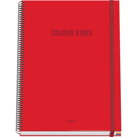 DOHE - Cahier A4 Quadrillé - 100 Feuilles Épaisseur 90 g/m², Format 22,8x30 cm, Couverture Rigide, Reliure à Anneaux et Élastiqu