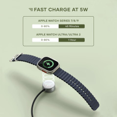 SATECHI Chargeur Magnétique USB C pour Apple Watch – Chargeur sans Fil 5 W, Câble Tressé 19 cm Renforcé, Compatible Apple Watch