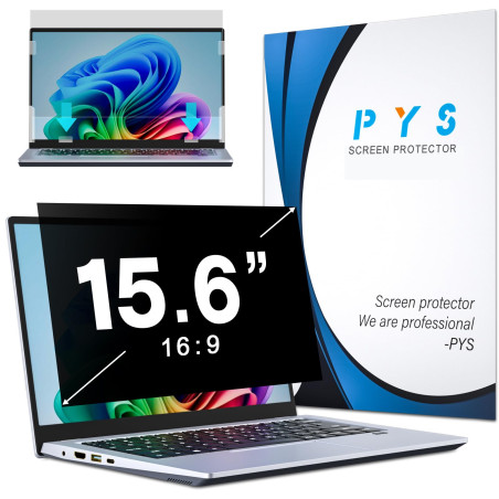 PYS Filtre écran Confidentialité 15,6 Pouces 16:9 - Protecteur d'écran Anti Espion, Film Anti-Lumière Bleu, Compatible avec HP/D