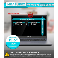 PYS Filtre écran Confidentialité 15,6 Pouces 16:9 - Protecteur d'écran Anti Espion, Film Anti-Lumière Bleu, Compatible avec HP/D