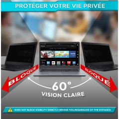 PYS Filtre écran Confidentialité 15,6 Pouces 16:9 - Protecteur d'écran Anti Espion, Film Anti-Lumière Bleu, Compatible avec HP/D
