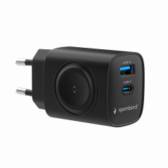 Gembird Chargeur 2 en 1 pour iPhone, iPad et Apple Watch - Chargeur Rapide 20 W, Compact et Efficace, Noir
