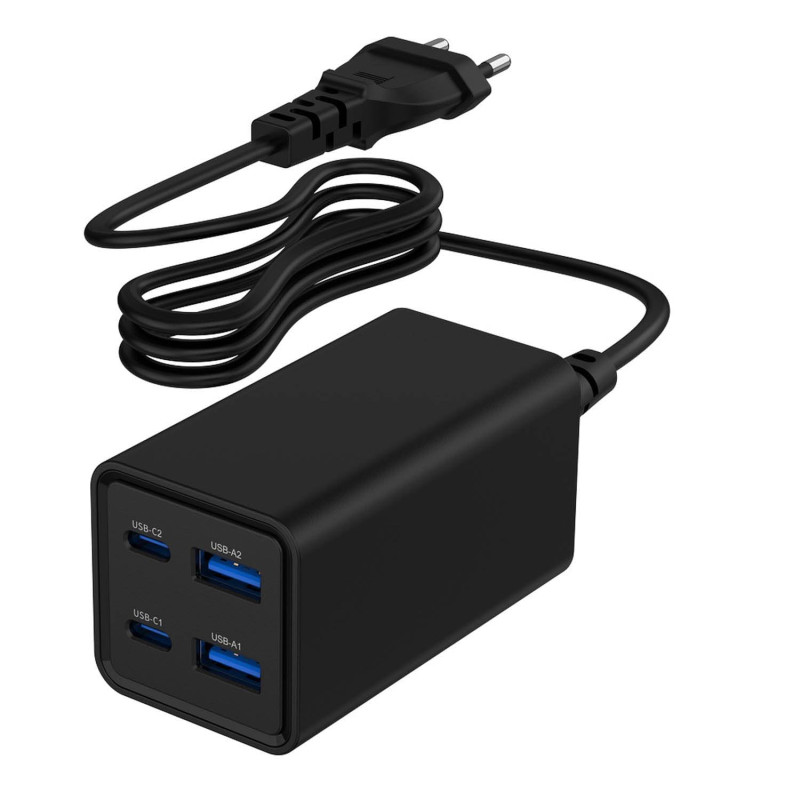Gembird Chargeur Rapide USB-PD 4 Ports 65W GaN - Noir
