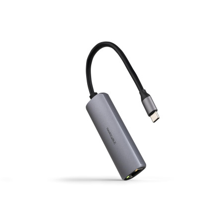 NANOCABLE 10.16.4603 – Adaptateur USB-C 3.1 vers RJ45, avec PD 100W, USB-C/M, Aluminium, Couleur Gris, 18 cm