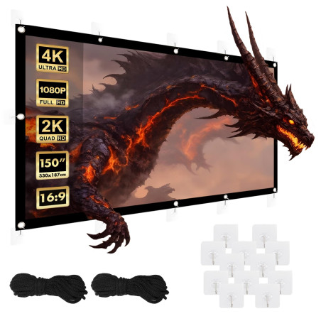 Maclean Écran de Projection Portable – Écran de Projection Portable en Polyester de qualité supérieure avec Bord Noir de 25 mm,