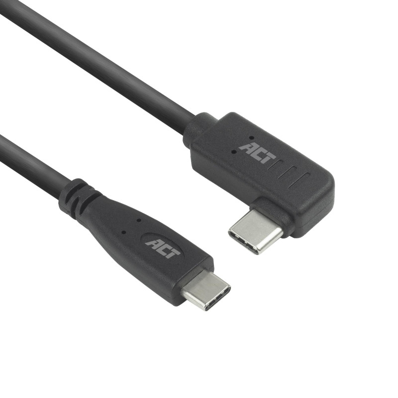 ACT AC7405 Câble coudé USB C 0,5 m, PD 60 W USB C Fiche coudée à 90 °, droit vers la gauche/droite, vitesse de données 10 Gbps, ACT AC7405 Câble coudé USB C 0,5 m, PD 60 W USB C Fiche coudée à 90 °, droit vers la gauche/droite, vitesse de données 10 Gbps,