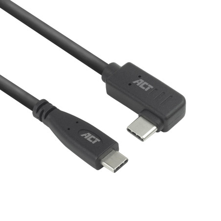 ACT AC7405 Câble coudé USB C 0,5 m, PD 60 W USB C Fiche coudée à 90 °, droit vers la gauche/droite, vitesse de données 10 Gbps,