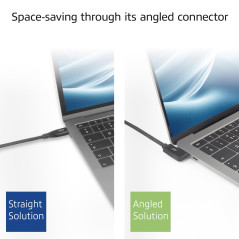 ACT AC7405 Câble coudé USB C 0,5 m, PD 60 W USB C Fiche coudée à 90 °, droit vers la gauche/droite, vitesse de données 10 Gbps, 
