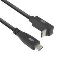 ACT AC7471 Câble coudé USB C 1 m, PD 60 W USB C Fiche coudée 90 °, droit vers le haut/bas, vitesse de données 10 Gbps, résolutio
