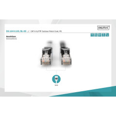 DIGITUS Câble LAN Cat 6-10m - Câble réseau extérieur - S/FTP blindé - PoE+ & RJ45 - Compatible Cat 6A - Noir