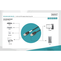 DIGITUS Câble LAN Cat 6-10m - Câble réseau extérieur - S/FTP blindé - PoE+ & RJ45 - Compatible Cat 6A - Noir