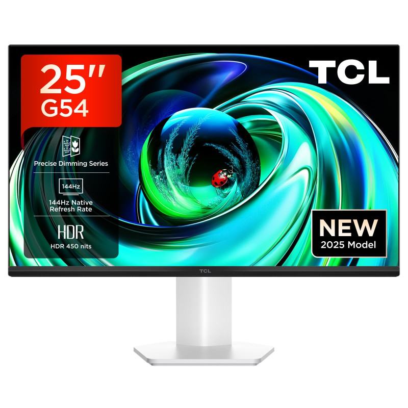 TCL 25G54 – Moniteur de Jeu Mini-LED 25″, résolution Full HD, 144 Hz, Dalle IPS, 450 nits, HDR 400, Couverture DCI-P3 à 93%, cer TCL 25G54 – Moniteur de Jeu Mini-LED 25″, résolution Full HD, 144 Hz, Dalle IPS, 450 nits, HDR 400, Couverture DCI-P3 à 93%, cer