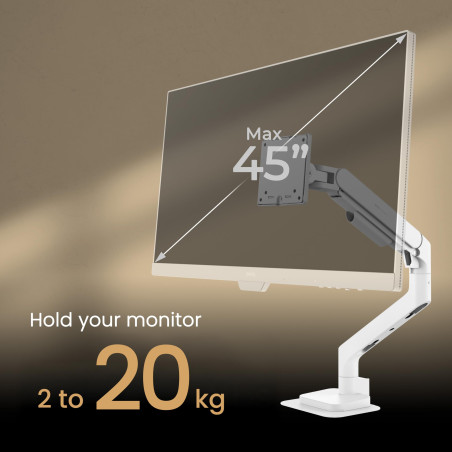 BenQ Ergo Arm BSH02 - Support de Moniteur à Gaz, Écrans 45", 20kg, Installation Rapide, VESA 75x75 / 100x100mm, Fixation Haut/Oe