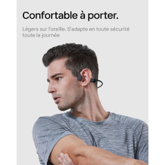 SHOKZ OpenRun Casque à Conduction osseuse, écouteurs Bluetooth Oreilles Libres pour Le Sport avec Micro, Casque sans Fil étanche