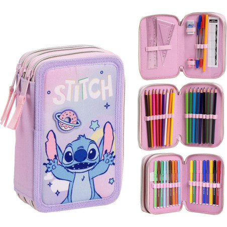 Trousse avec Accessoires Giotto Stitch avec marqueurs, Crayons et stylos | Trousse Scolaire complète avec Motif Disney, Point (S